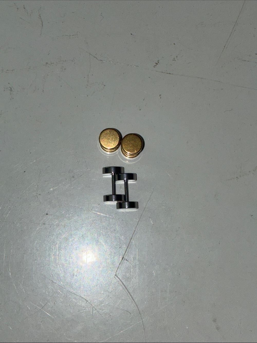 Two-Tone Gold and Silver Men’s Style Earrings